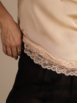 [Champagne] SilkSilky Spaghetti Strap V Neck Camisole Top 005