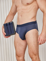 [Dark Blue] SilkSilky  100% Silk Jersey Men's Underwear 001