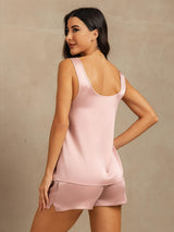 [Peach Skin] SilkSilky  Sleeveless Scoop Neck Women's Pajamas 002