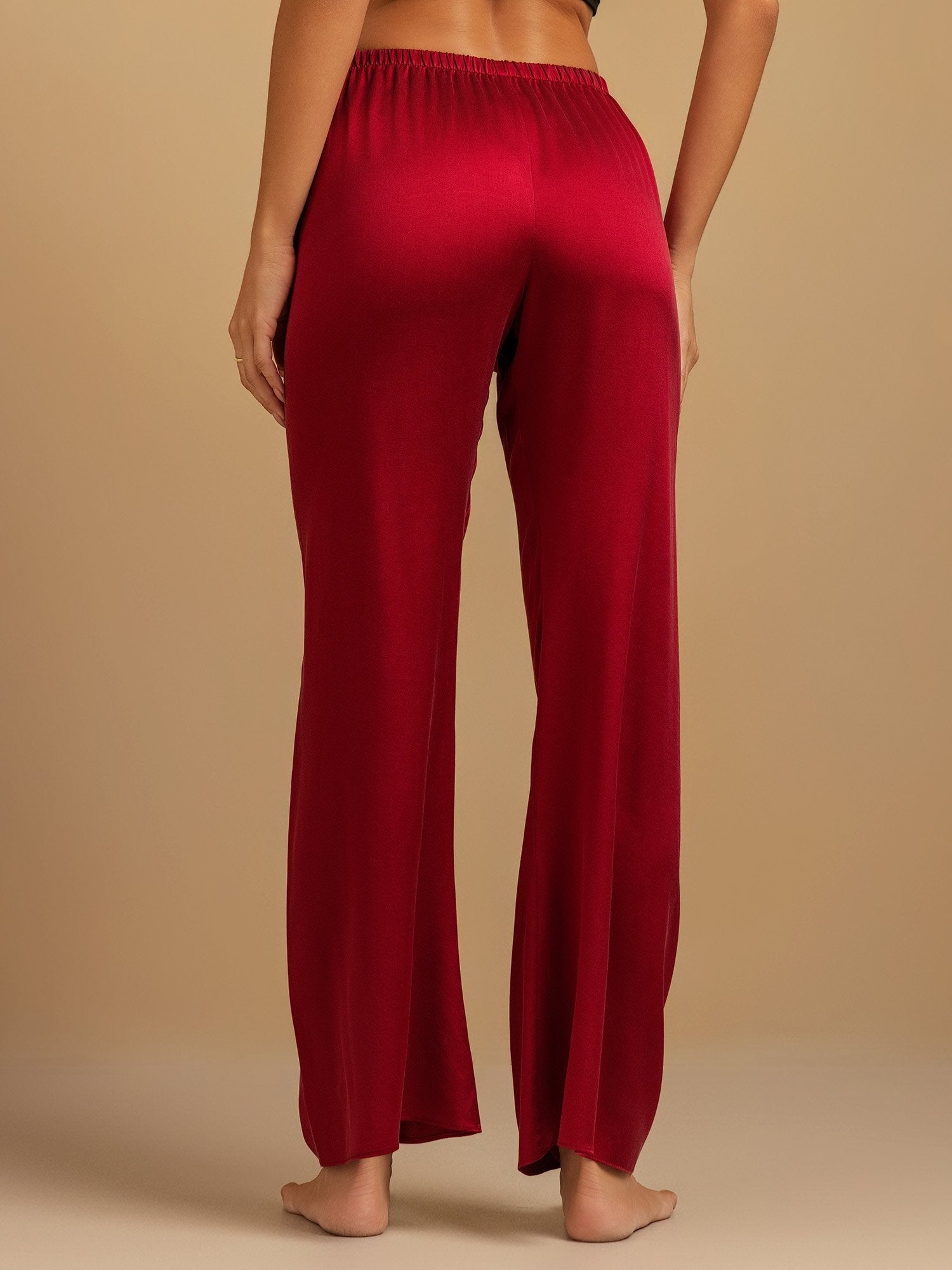 [Wine] SilkSilky  19Momme Silk Womens Sleep Bottoms 002,