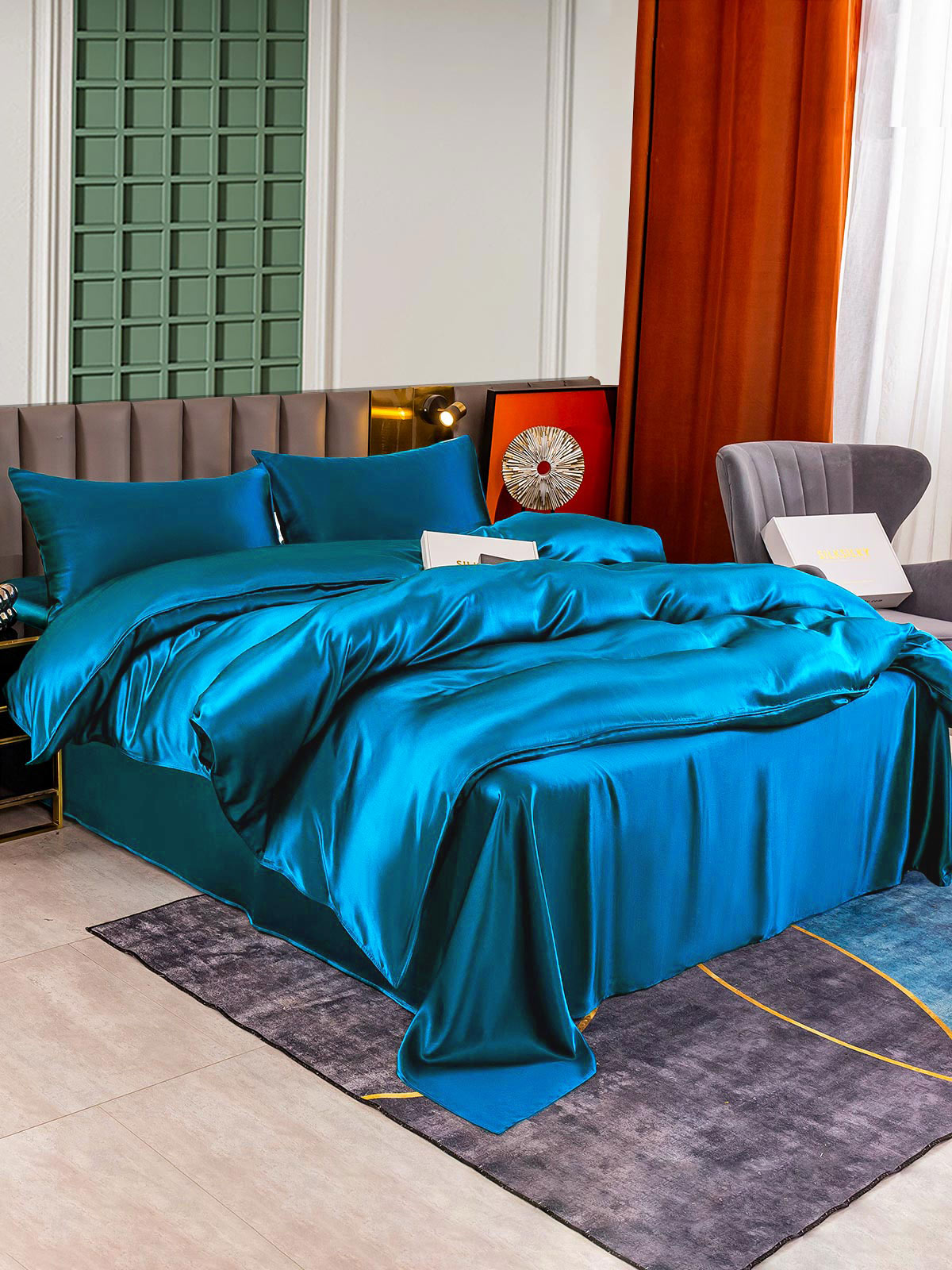 [Teal] SilkSilky  25Momme Pure Silk Bedding Set 002