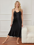 SilkSilky  Pure Silk Sleeveless Boat Neck Dress Black 005