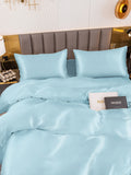 SilkSilky US 19Momme Pure Silk Bedding Set LightBlue 004