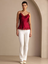 [Wine] SilkSilky Spaghetti Strap V Neck Camisole Top 005