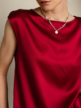 [Wine] SilkSilky  Cap Sleeve Round Neck Women's T-Shirt 008