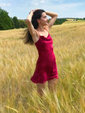 SilkSilky US Pure Silk Sleeveless Cowl Neck Dress Wine 004