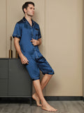 Contrast Trim Men‘s Pure Silk Pajamas Short Set
