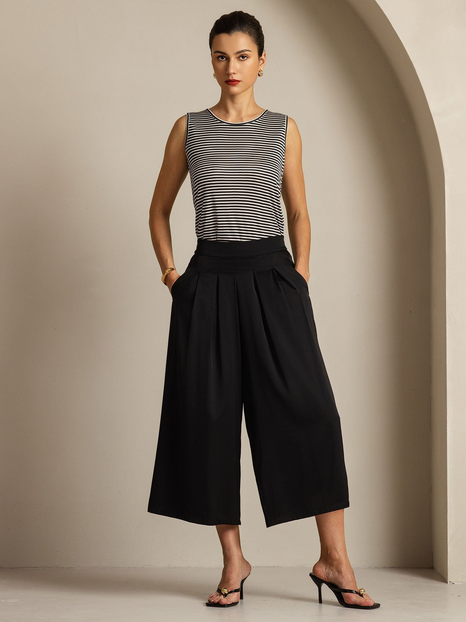 [Black] SilkSilky 19Momme Silk Womens Pants 006