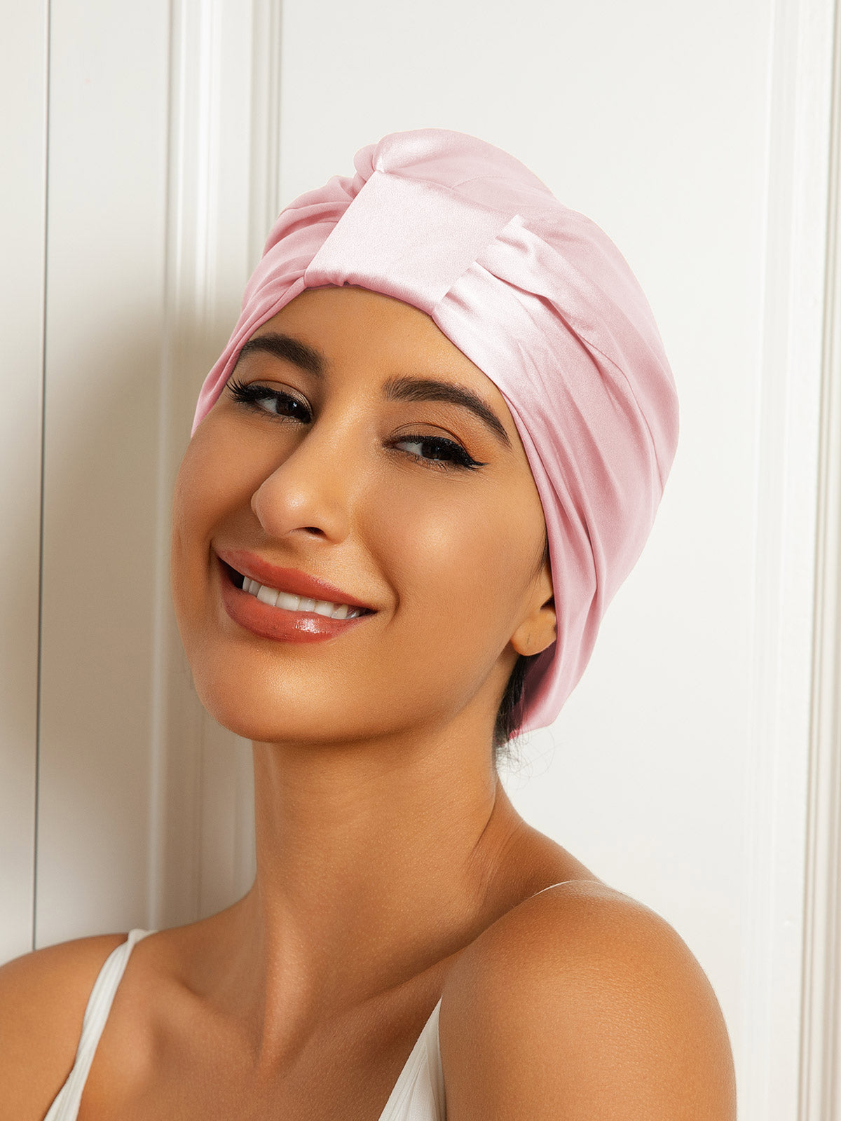 SilkSilky  Pure Silk Sleep Cap LightPink 001