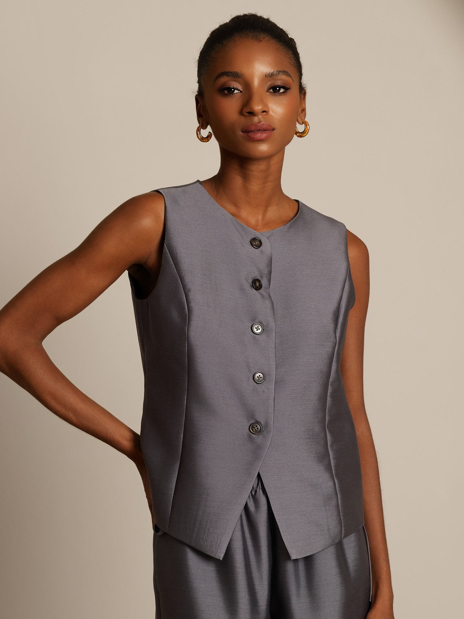 [Gray] SilkSilky 32Momme Silk Womens Vest 005