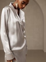 [Silver] SilkSilky  Long Sleeve Wrap Dress 006