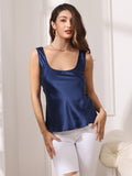 SilkSilky US Pure Silk Sleeveless U Neck Camisole Top DarkBlue 001