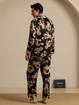 [Black Dragon] SilkSilky  Long Sleeve Notch Collar Men's Pajamas 002