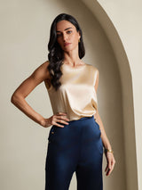 [Champagne] SilkSilky  Sleeveless Round Neck Camisole Top 003
