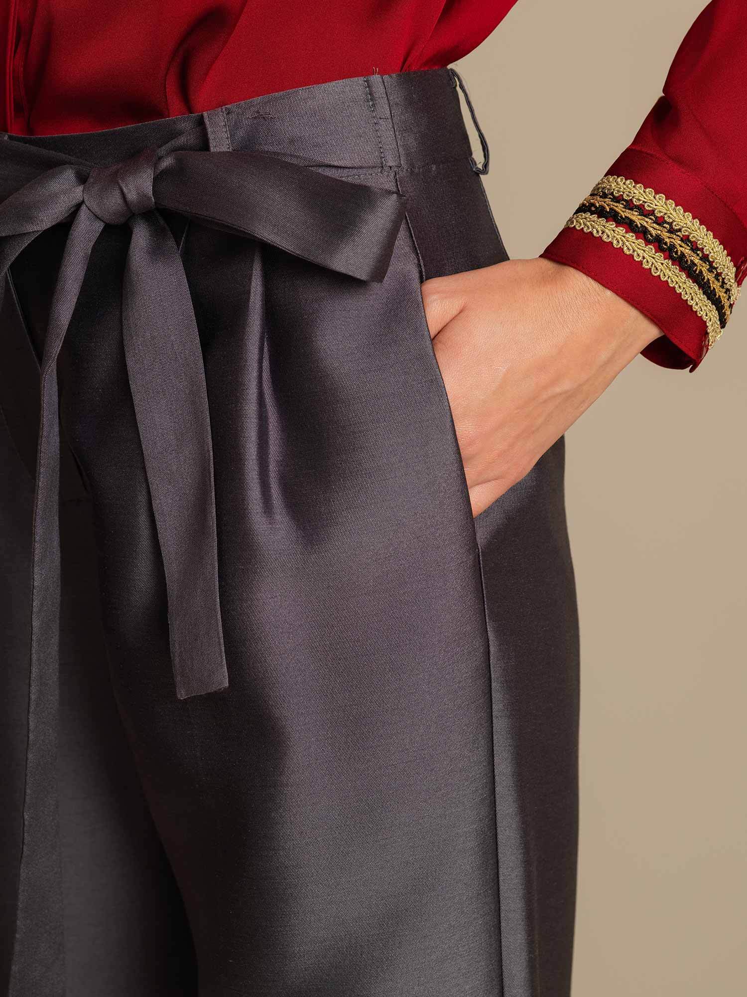 [Gray] SilkSilky  32Momme Silk Womens Pants 004,