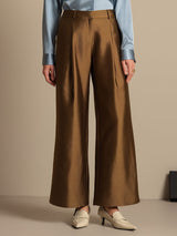 [Bronze] SilkSilky  32Momme Silk-Wool Blend Women's Pants 003