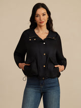 [Black] SilkSilky Silk Satin Surah Long Sleeve High Neck Women's Outerwear 004