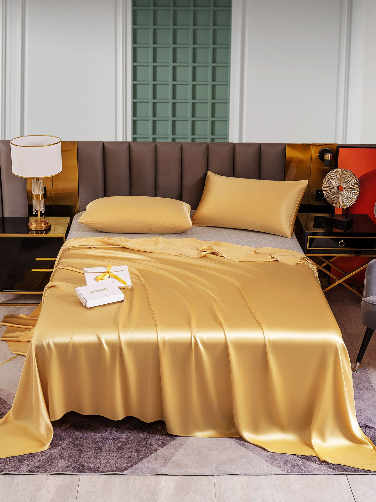 [Champagne] SilkSilky  25Momme Pure Silk Bedding Set 001