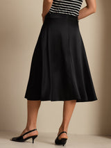 [Black] SilkSilky  19Momme Stretch Silk Charmeuse Skirt 002