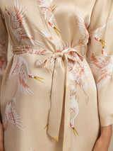 [Champagne] SilkSilky  19Momme 3/4 Sleeve Women's Robe 007