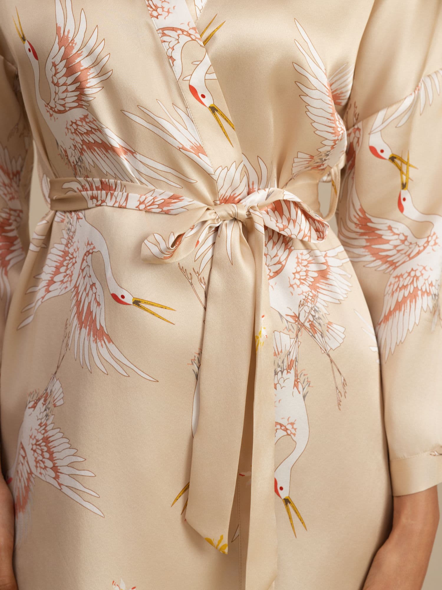 [Champagne] SilkSilky  19Momme 3/4 Sleeve Women's Robe 007