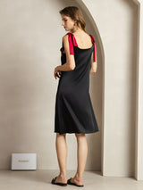 [Black] SilkSilky  Sleeveless Square Neck Dress 002