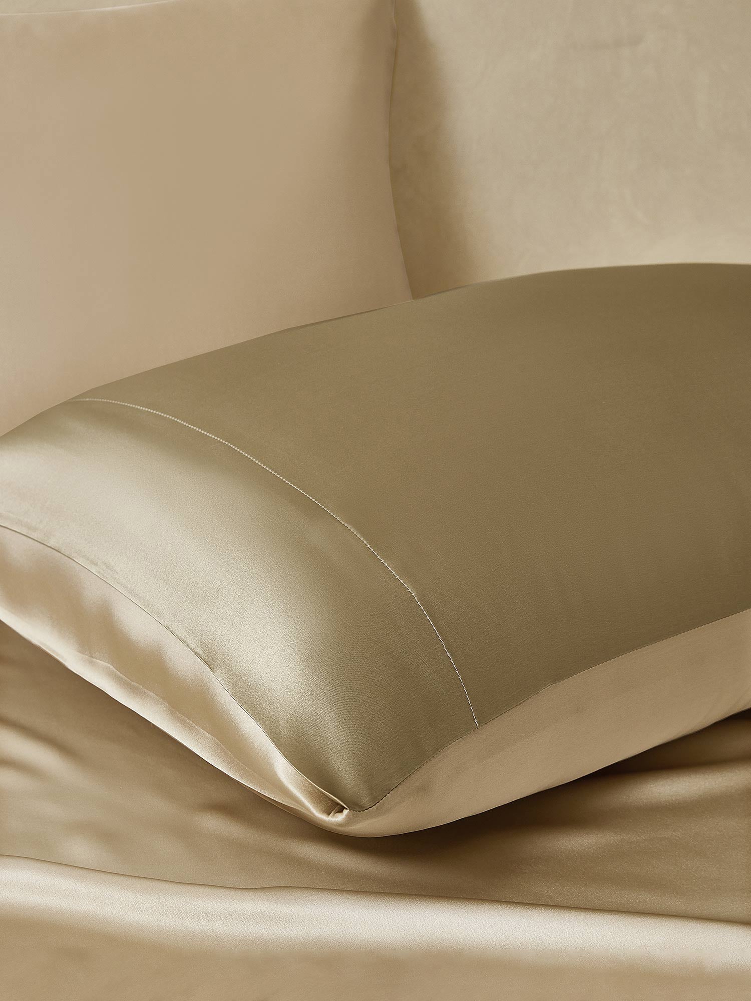 [Beige+Khaki] SilkSilky  19Momme Pure Silk Bedding Set 004,