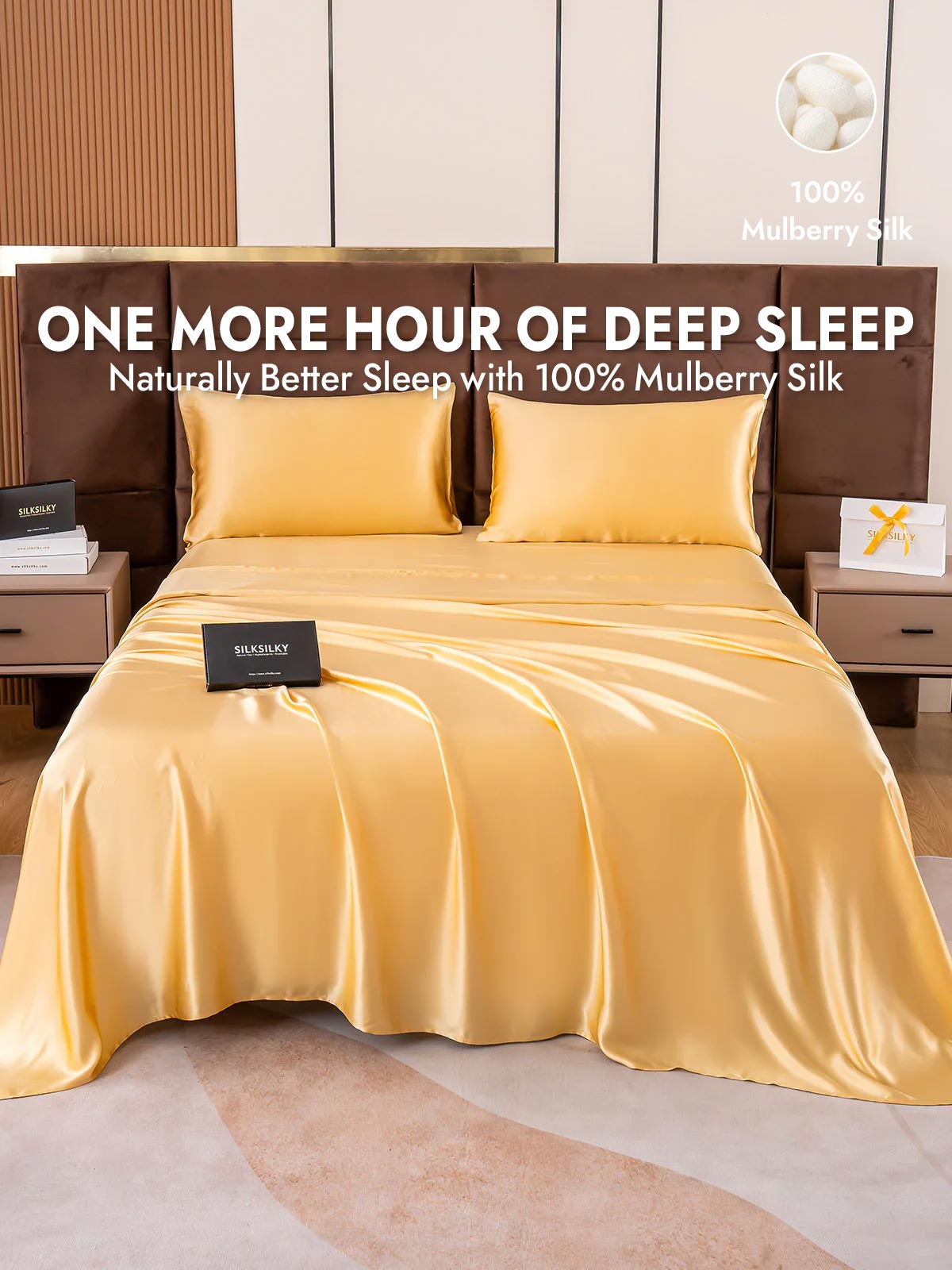 [Champagne] SilkSilky  19Momme Silk Bedding Set 001