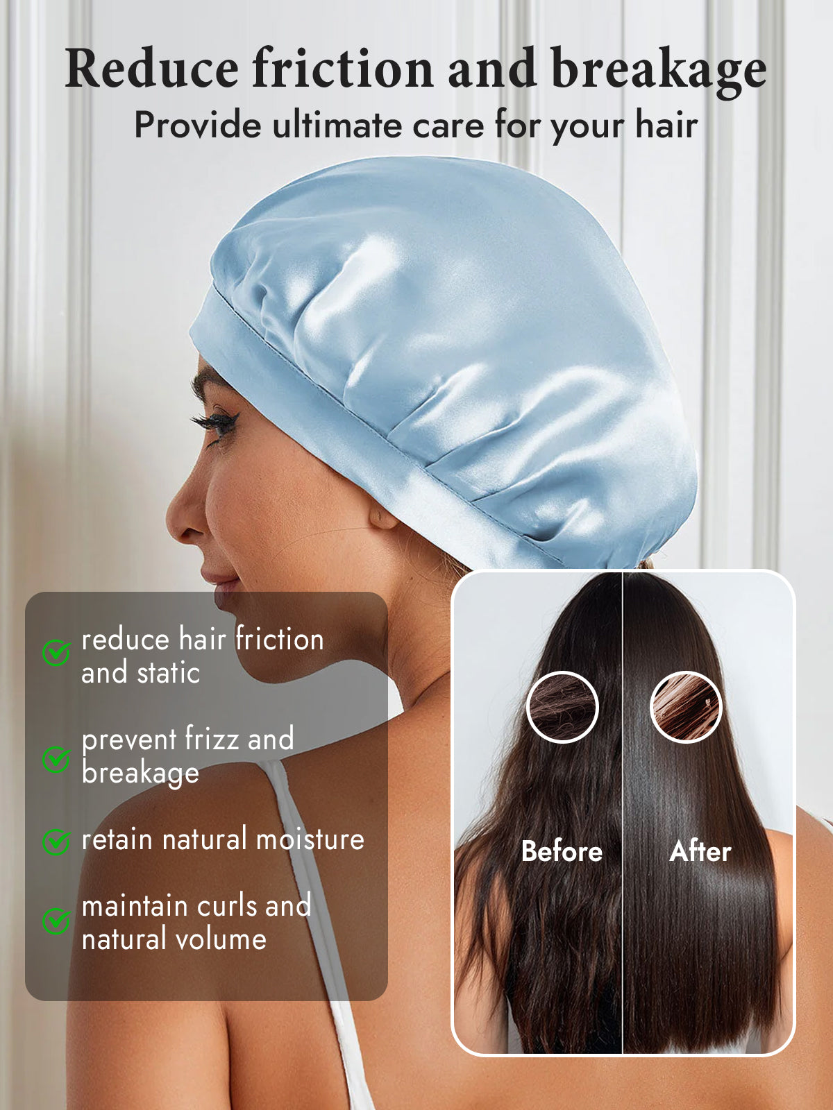 [Light Blue] SilkSilky  Pure Silk Sleep Cap 004