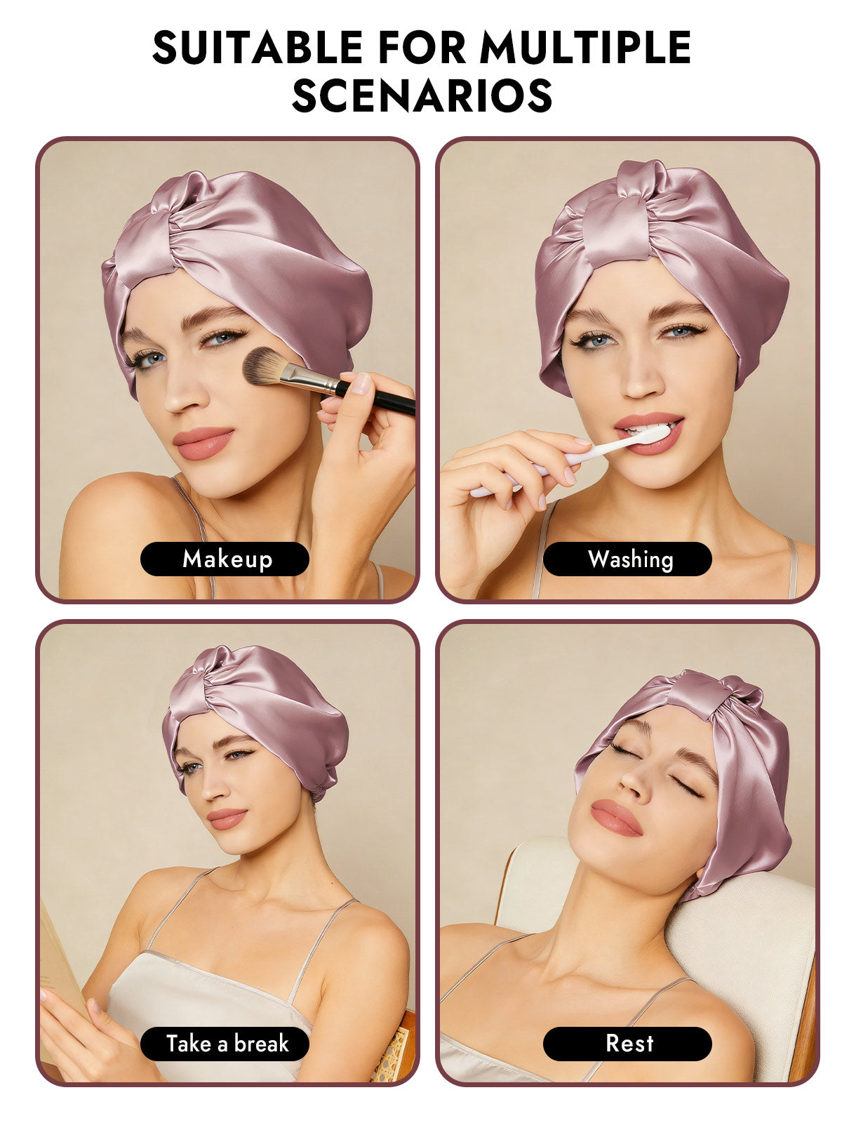 [Pale Mauve] SilkSilky  Sleep Cap 006