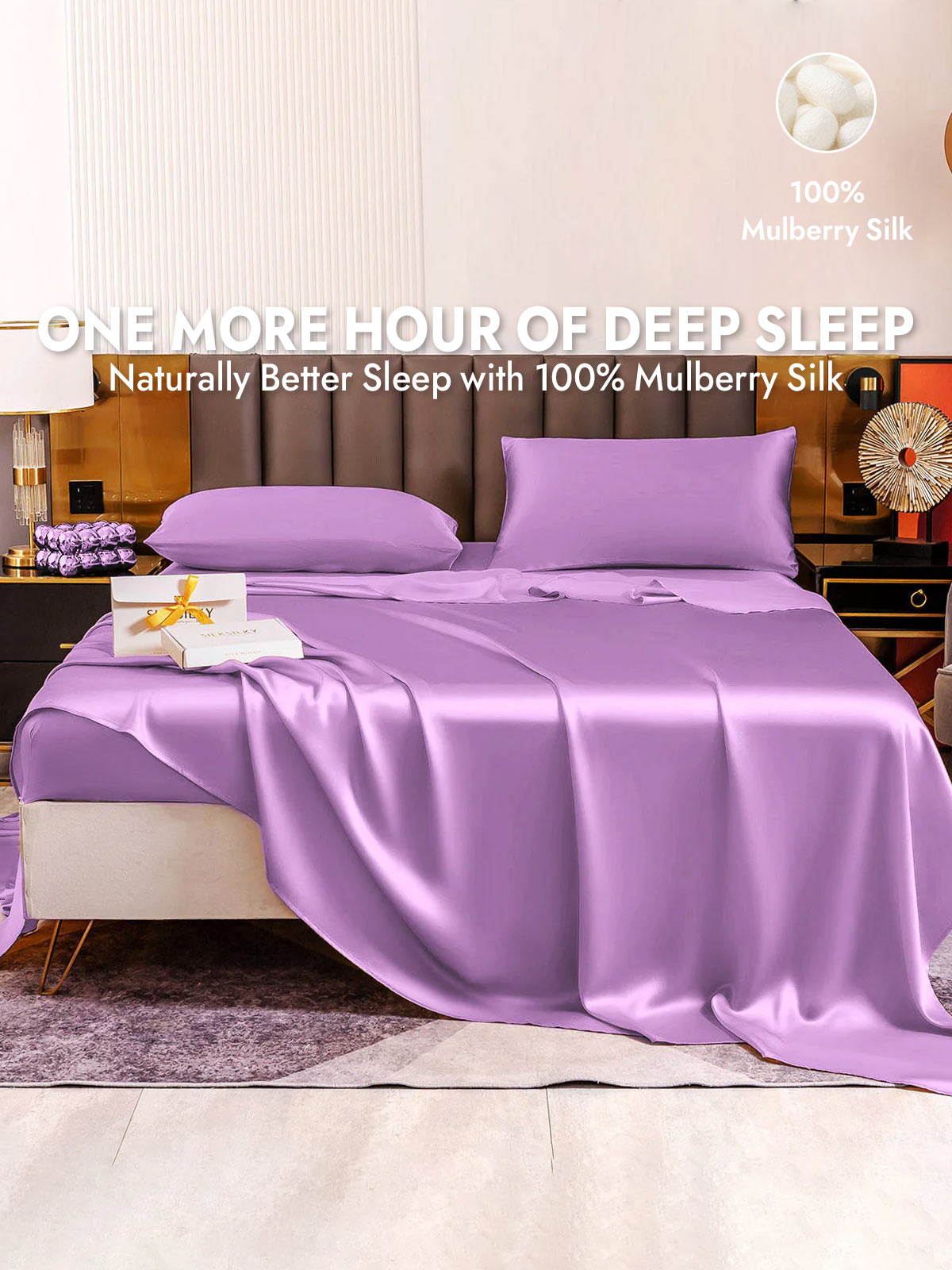 [Lavender] SilkSilky  19Momme Silk Bedding Set 001