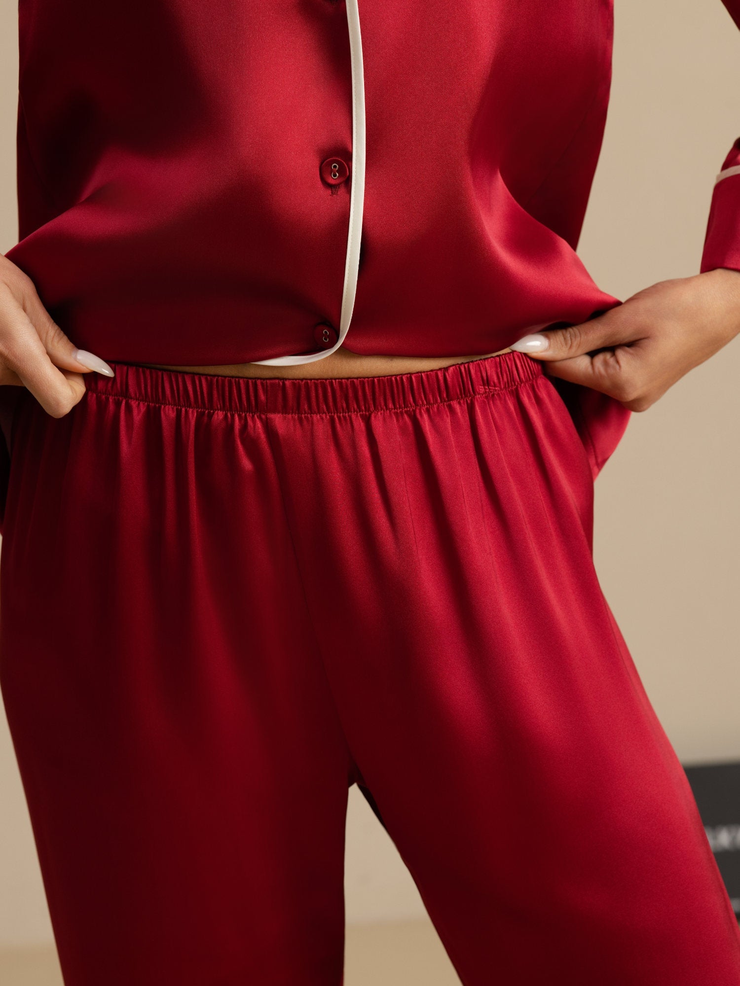 [Wine] SilkSilky  Long Sleeve Notch Collar Women's Pajamas 005