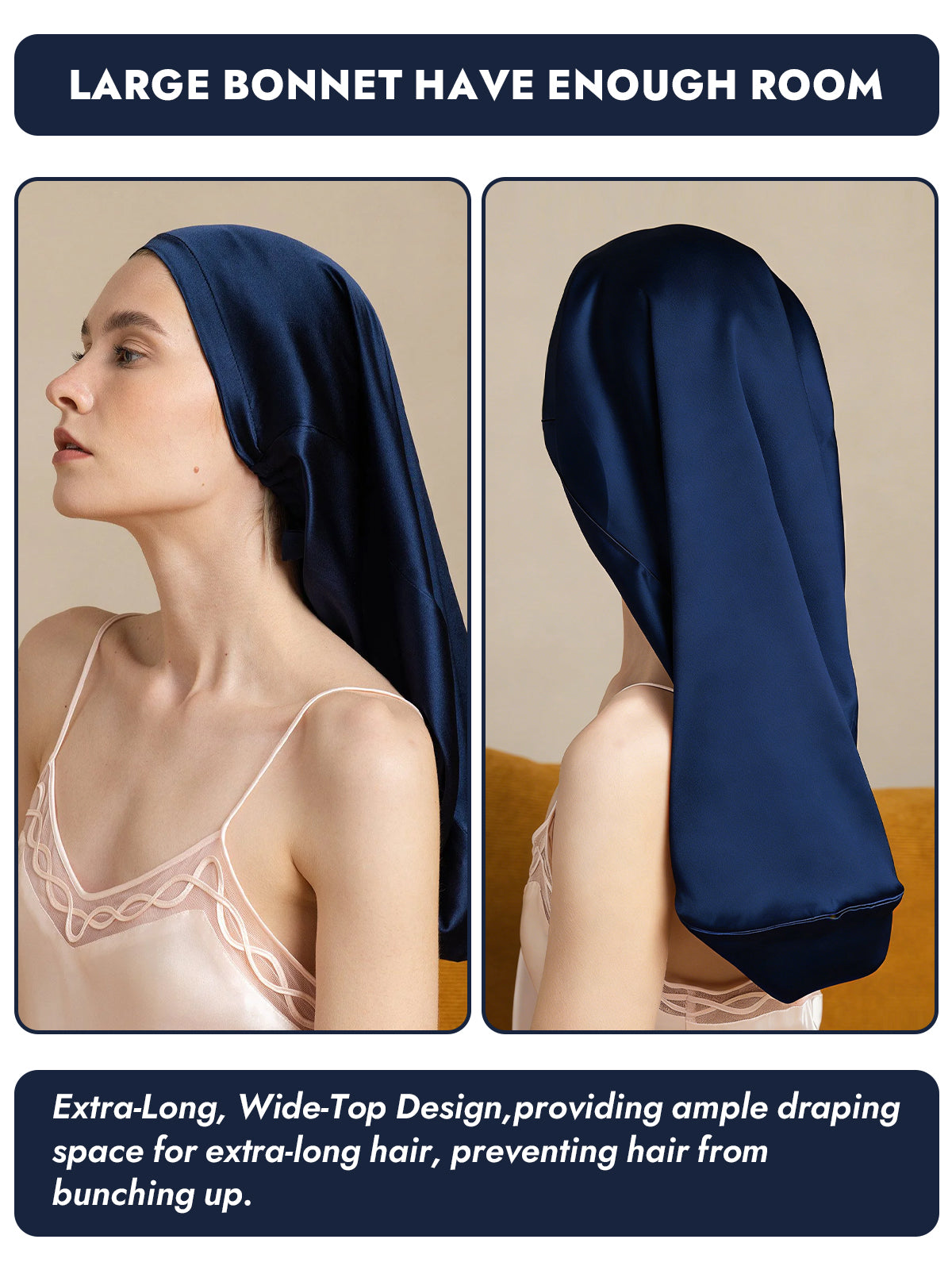 [Dark Blue] SilkSilky  Pure Silk Sleep Cap 003
