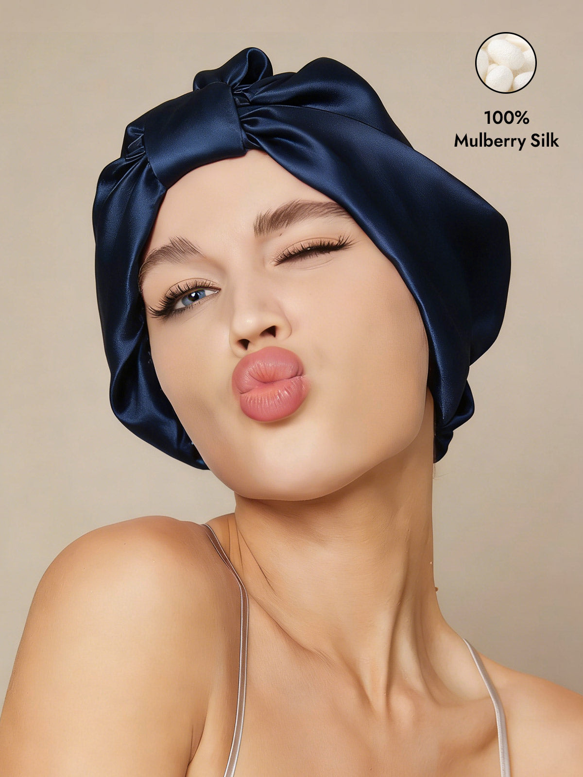 [Dark Blue] SilkSilky  Sleep Cap 001