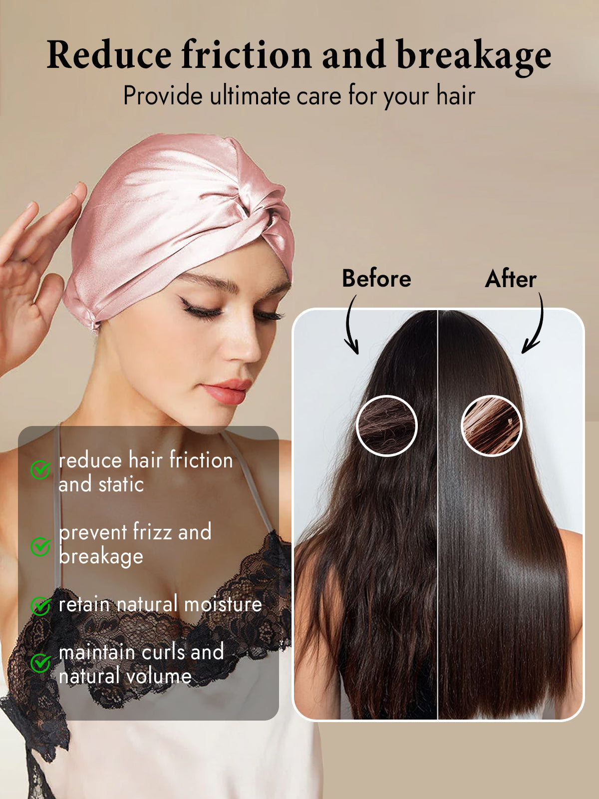 [Pink] SilkSilky  Pure Silk Sleep Cap 005