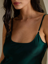 [Dark Green] SilkSilky  Spaghetti Strap V Neck Nightgown 004