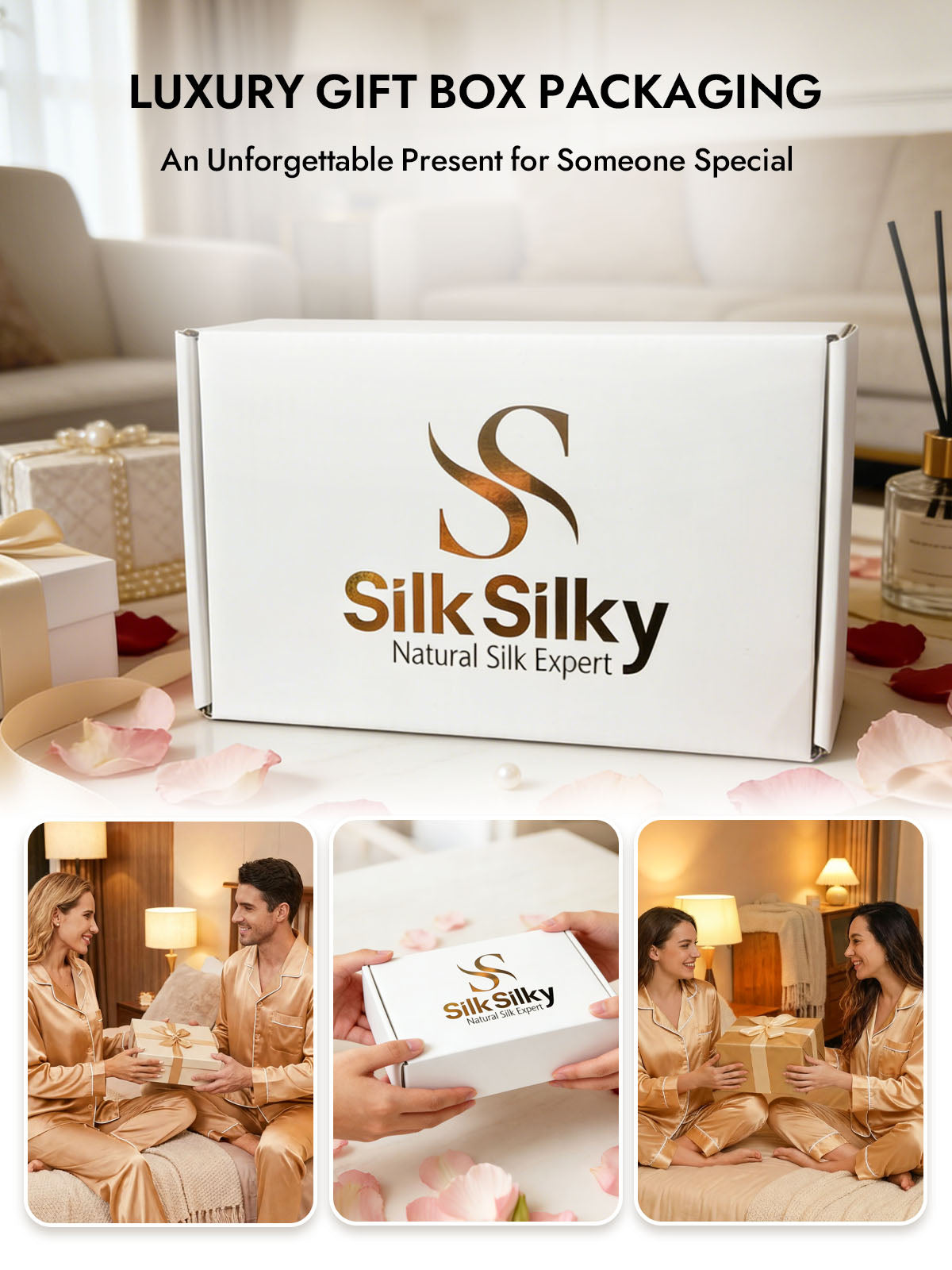 [Brown] SilkSilky  Silk Long Sleeve Notch Collar Women's Pajamas 006