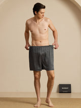 [Black Ginkgo] SilkSilky  Men's Sleep Shorts 007
