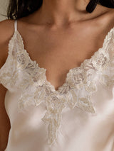 [Beige] SilkSilky  Spaghetti Strap V Neck Camisole Set 004