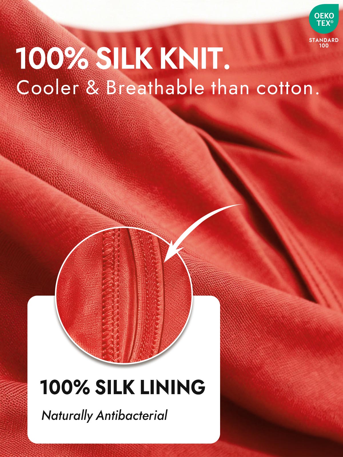 [Red] SilkSilky  100% Silk Jersey Men's Underwear 002
