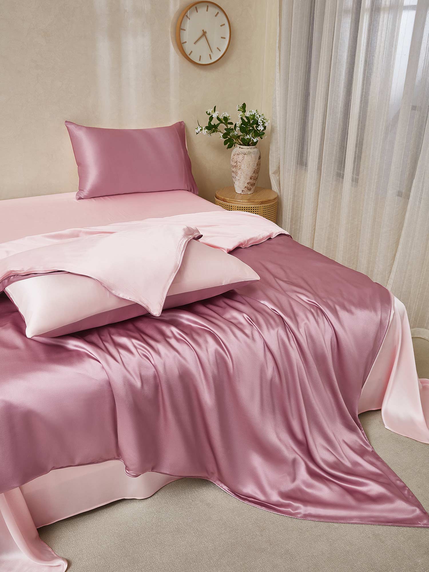 [PaleMauve+LightPink] SilkSilky  19Momme Pure Silk Bedding Set 001,