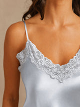 [Grayish Blue] SilkSilky  Spaghetti Strap V Neck Camisole Set 004