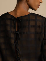 [Black] SilkSilky  Pure Silk Long Sleeve Round Neck Women''s Outfit Sets 004