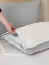 [LightGray+White] SilkSilky  22Momme Bedding Set 005