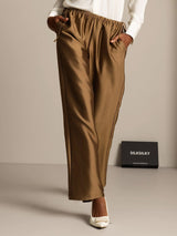 [Bronze] SilkSilky  32Momme Silk-Wool Blend Women's Pants 006