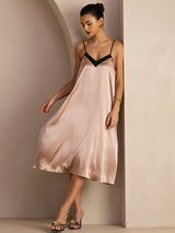 [Tuscany] SilkSilky Spaghetti Strap V Neck Dress 001