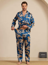 [Navy Dragon] SilkSilky  Long Sleeve Notch Collar Men's Pajamas 006