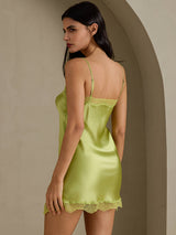 [Mint Green] SilkSilky  Spaghetti Strap Sweetheart Neck Nightgown 002