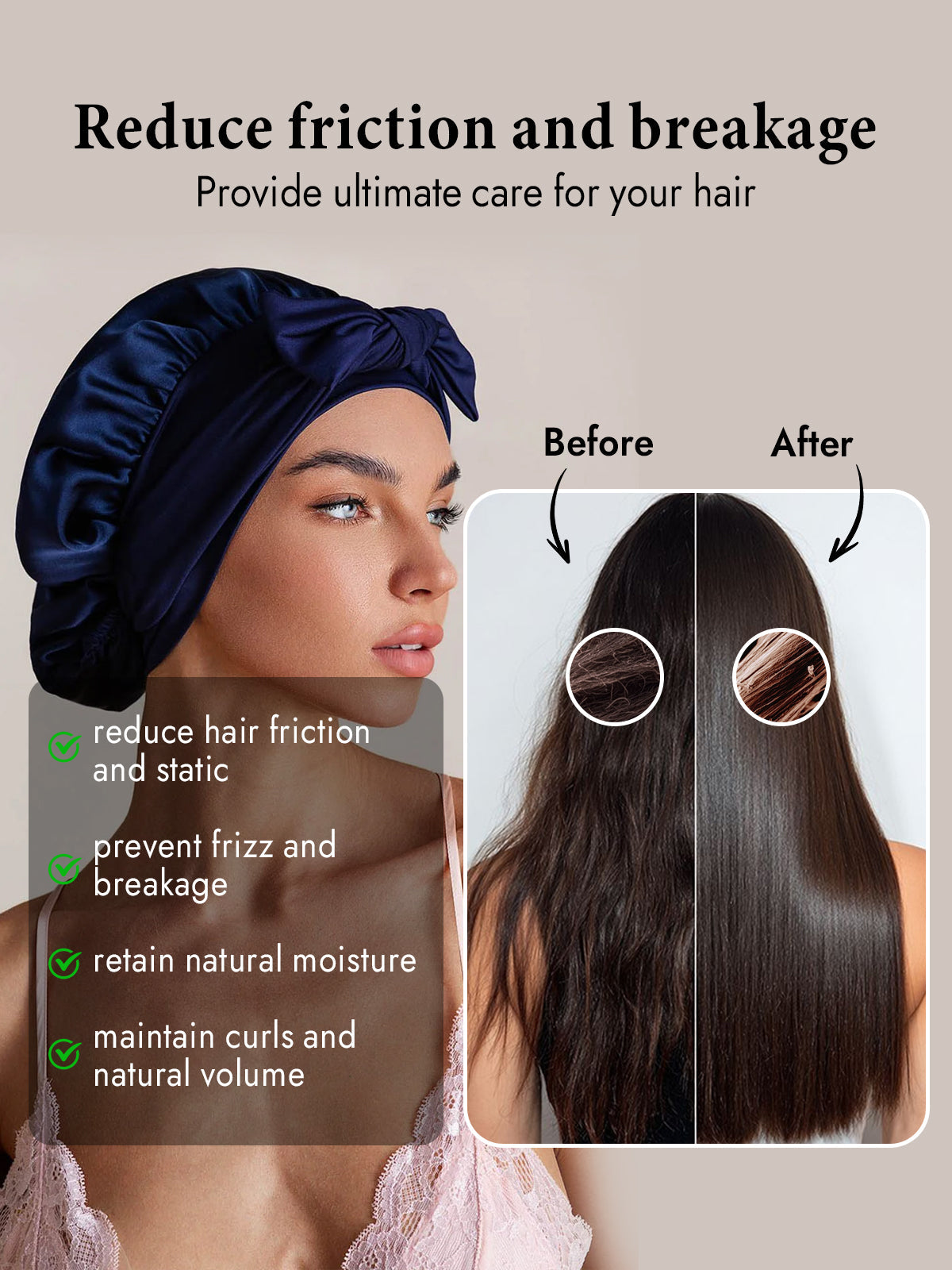 [Dark Blue] SilkSilky  Pure Silk Sleep Cap 003