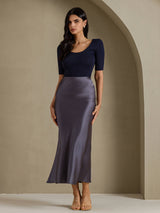 [Dark Gray] SilkSilky  Skirt 005